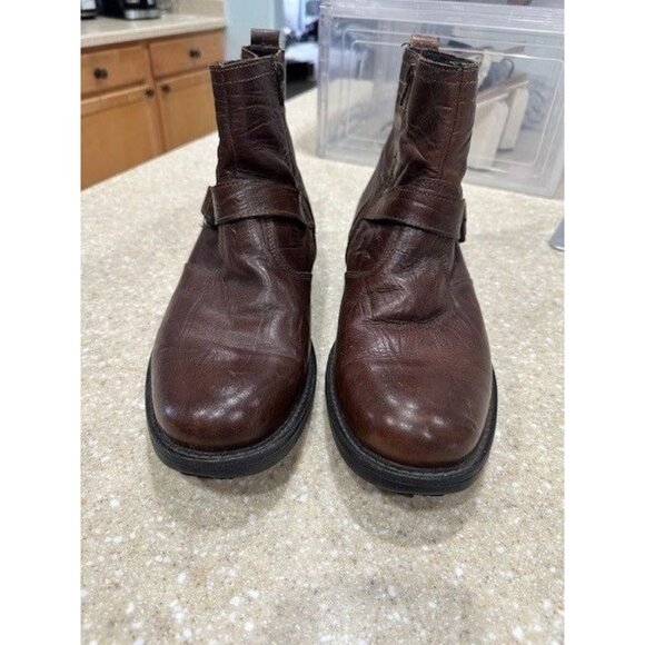 Venturini Men's Leather Brown Zip Buckle Ankle Boots. Size 13 - Picture 1 of 4